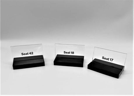 UV Printed Clear Acrylic Seating Cards With Wooden Base