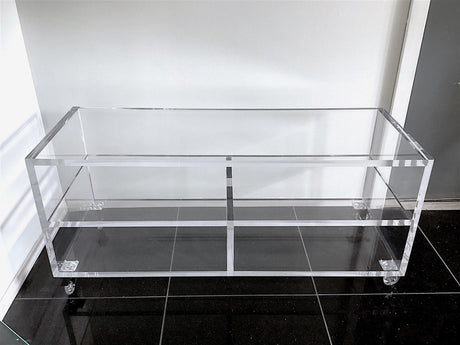 Custom Clear Acrylic Mobile Table W/ 4 Compartments