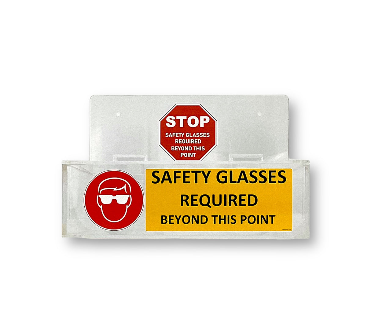 Clear Acrylic Wall Mountable Safety Glasses Dispenser w/ Hinged Lid - Red