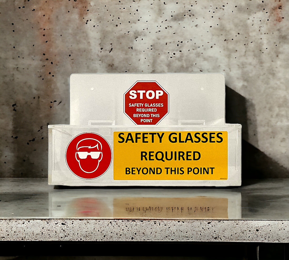 Clear Acrylic Wall Mountable Safety Glasses Dispenser w/ Hinged Lid - Red