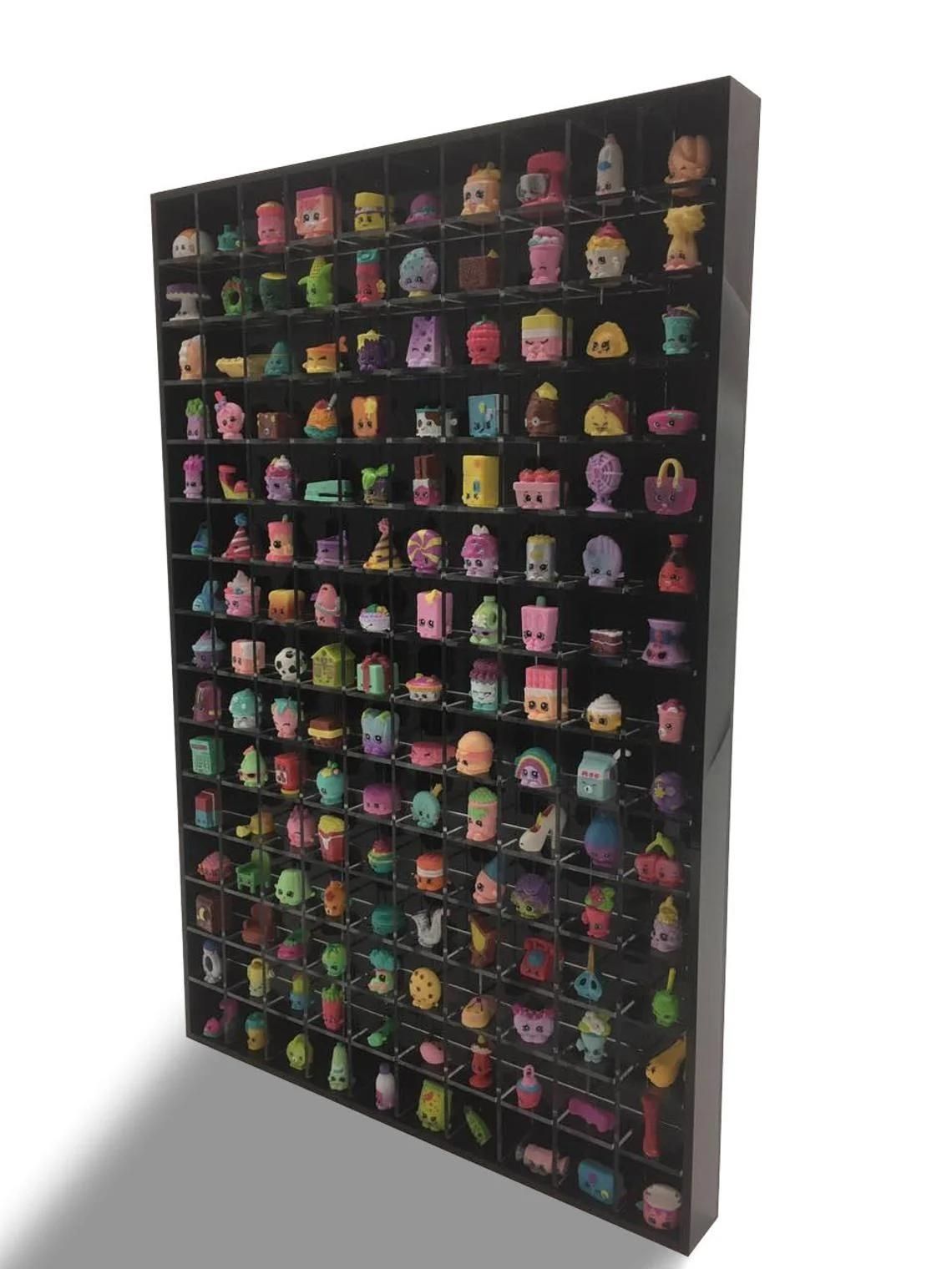 Black Wall Hanging Acrylic Showcase for Collectibles-150 Openings Compatible with Shopkins Large