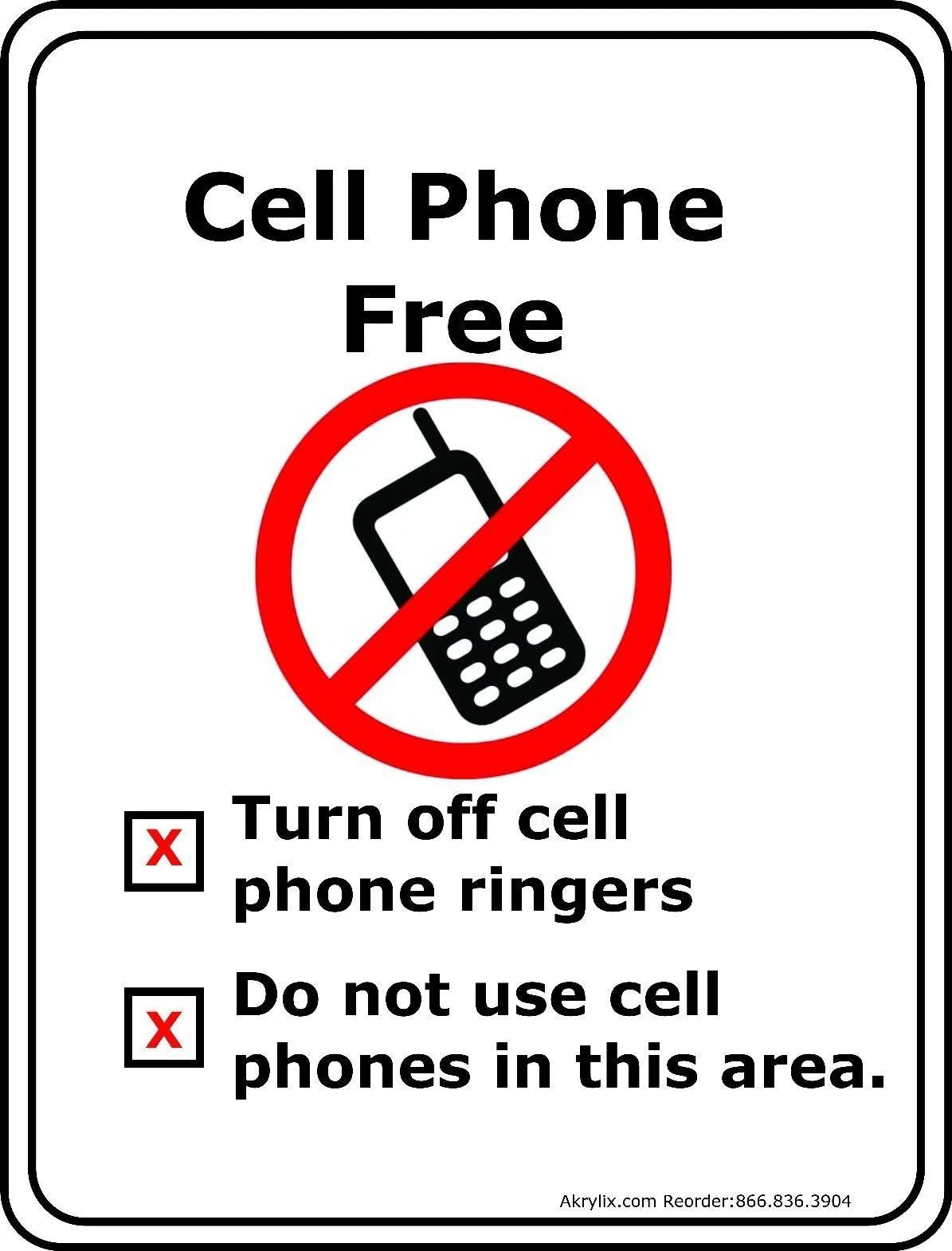 Vinyl PVC Sign -"Cell Phone Free"