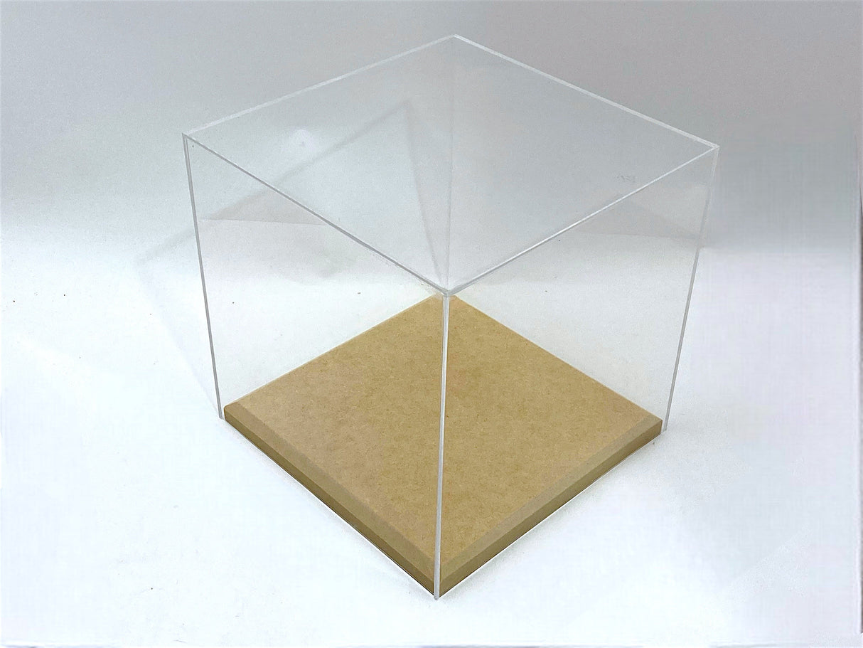 15" x 10" x 10" Clear Acrylic Display Case W/ Wooden Base