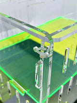 Large Clear and Fluorescent Green Acrylic Hamster Cage W/ Marbeled Black Acrylic Removable Base Tray