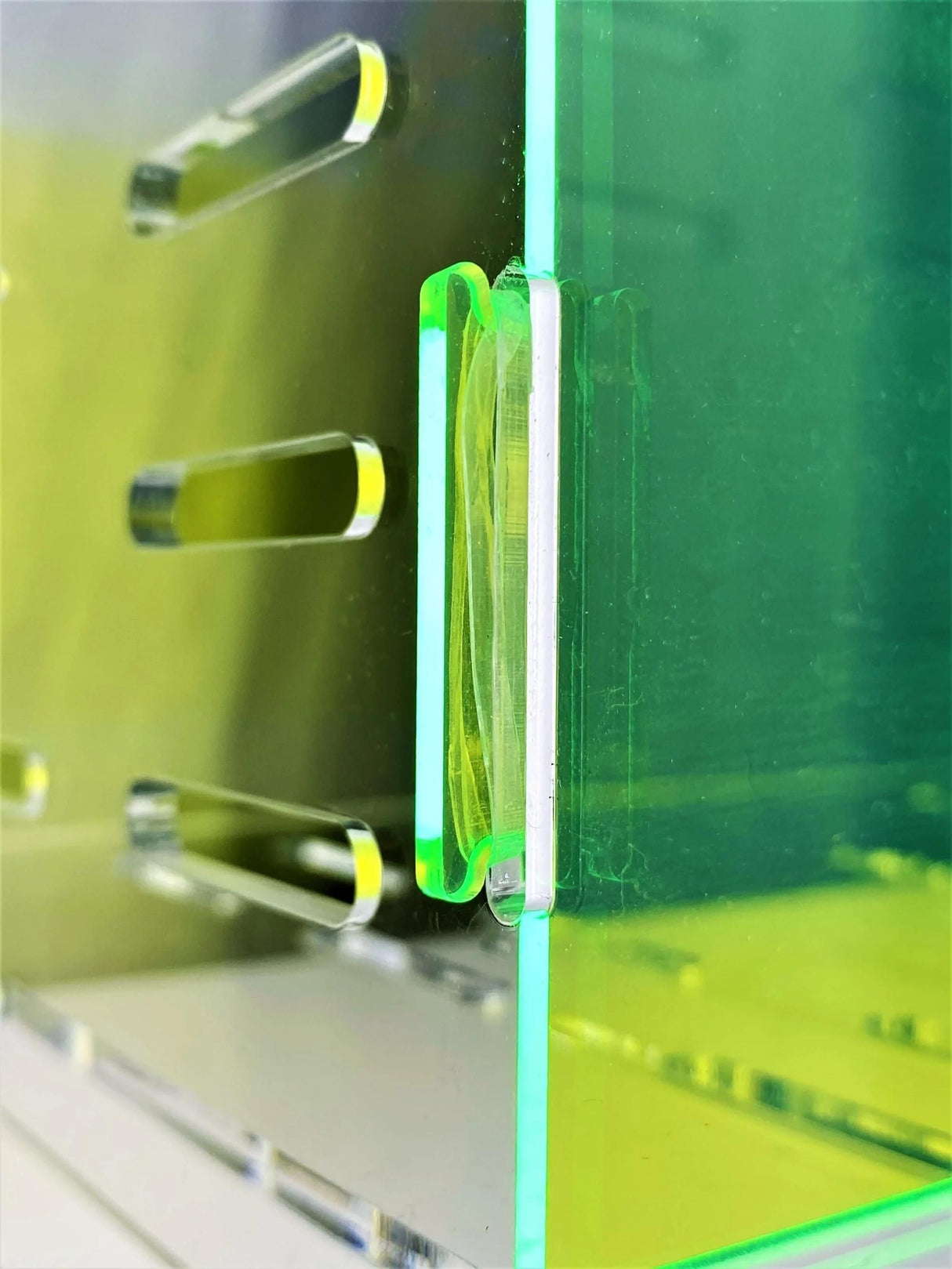 Large Clear and Fluorescent Green Acrylic Hamster Cage W/ Marbeled Black Acrylic Removable Base Tray