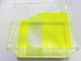 Extra Large Clear and Fluorescent Green Acrylic Hamster Cage W/ White Acrylic Removable Base Tray