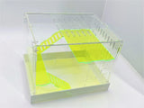 Extra Large Clear and Fluorescent Green Acrylic Hamster Cage W/ White Acrylic Removable Base Tray