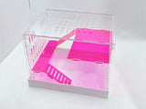 Large Clear and Fluorescent Pink Acrylic Hamster Cage W/ White Acrylic Removable Base Tray