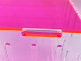 Large Clear and Fluorescent Pink Acrylic Hamster Cage W/ Clear Acrylic Removable Base Tray