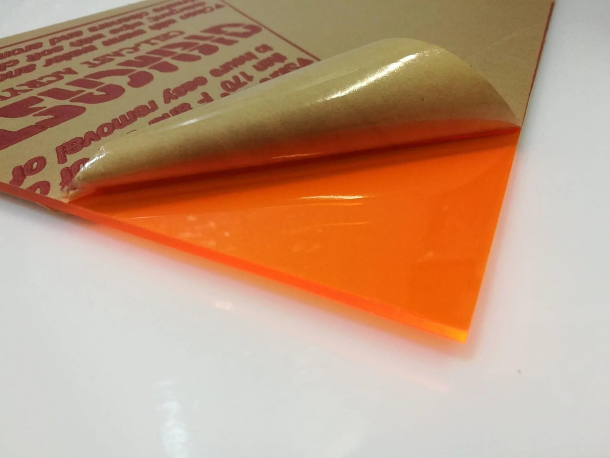 12" x 24" - Fluorescent Orange Acrylic Sheet - 1/8" Thick