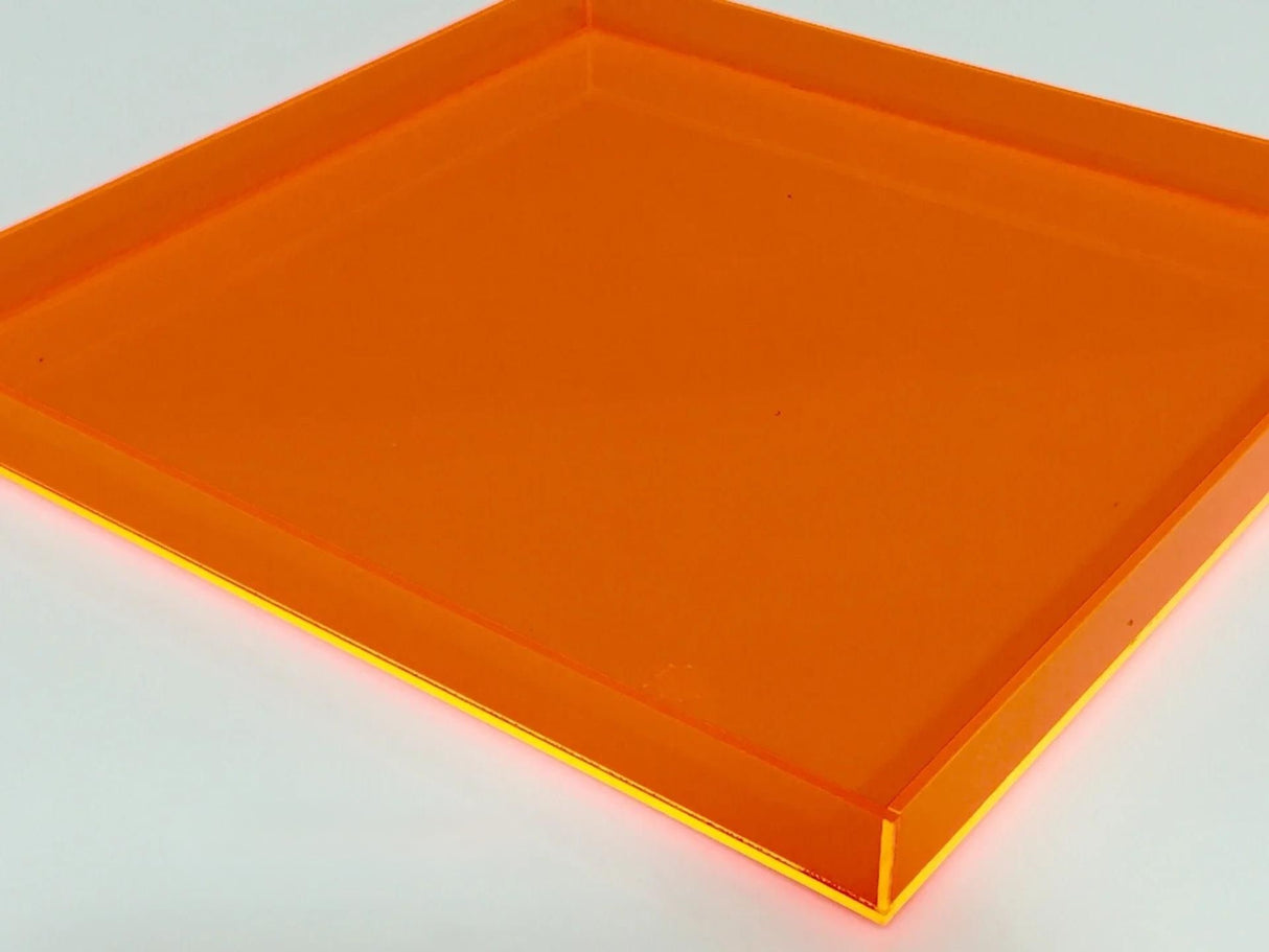 10" x 10" x 2" - Fluorescent Orange Acrylic Tray