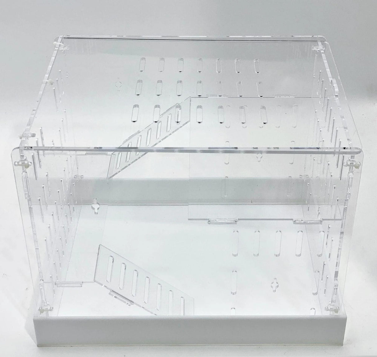 Large Clear Acrylic Hamster Cage W/ White Acrylic Removable Base Tray