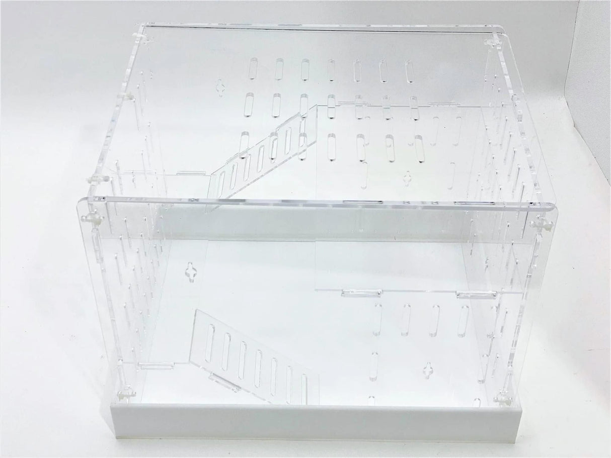 Large Clear Acrylic Hamster Cage W/ White Acrylic Removable Base Tray