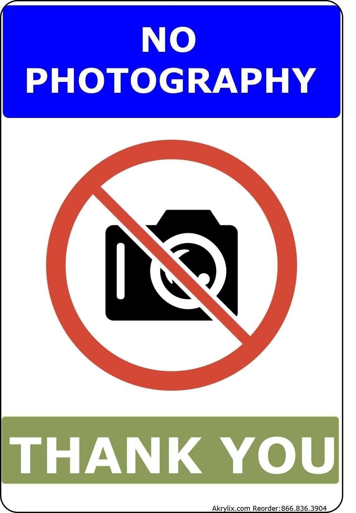 Vinyl PVC Sign - "No Photography"