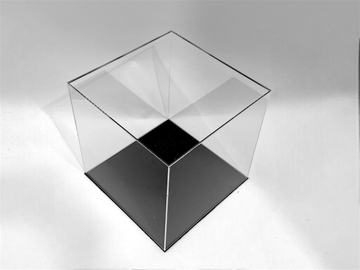 8" x 8" x 8" Clear Acrylic Display Case w/ Black Base