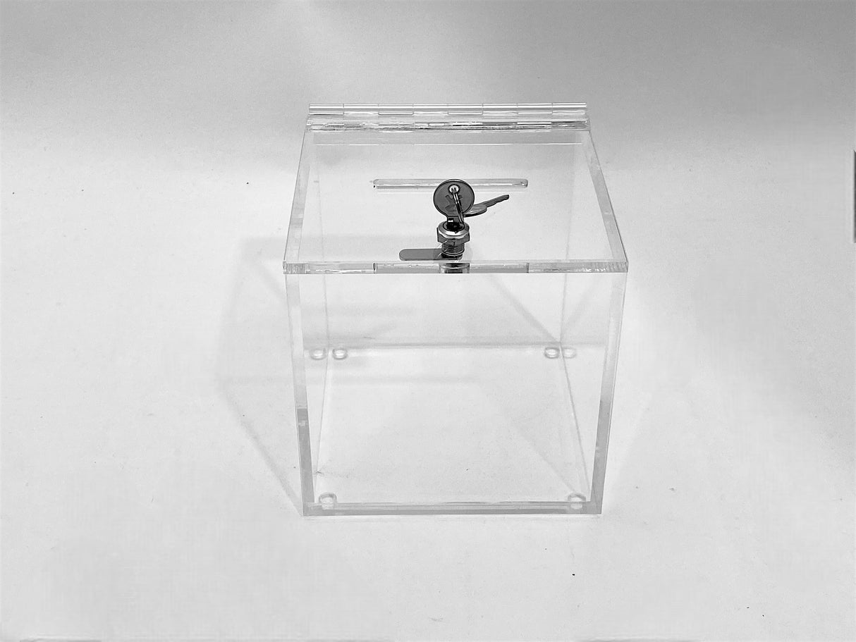 4" x 4" x 4" Clear Acrylic Ballot Box W/ Cam Lock