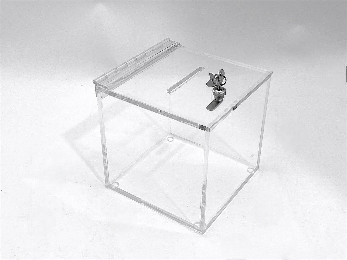 14" x 14" x 14" Clear Acrylic Ballot Box W/ Cam Lock