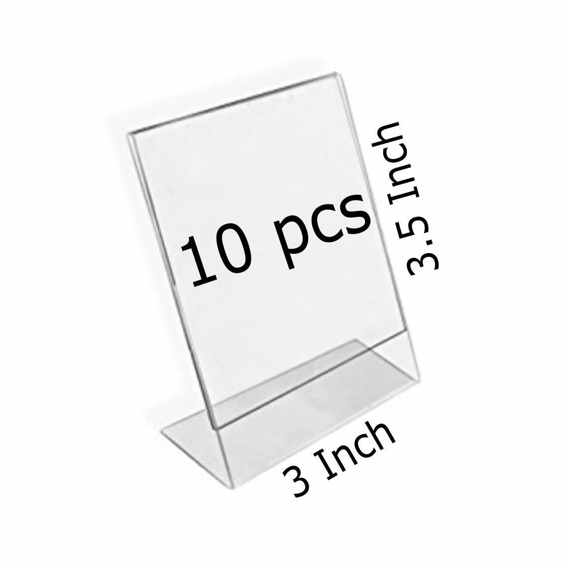 Vertical Slanted L-Shape Acrylic Sign Holder Model B - 10 Pack