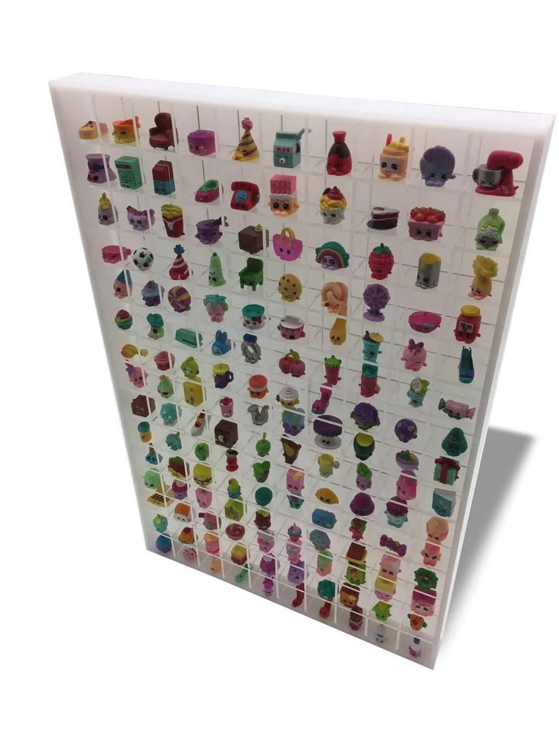 White Wall Hanging Acrylic Showcase for Collectibles-150 Openings Compatible with Shopkins Large