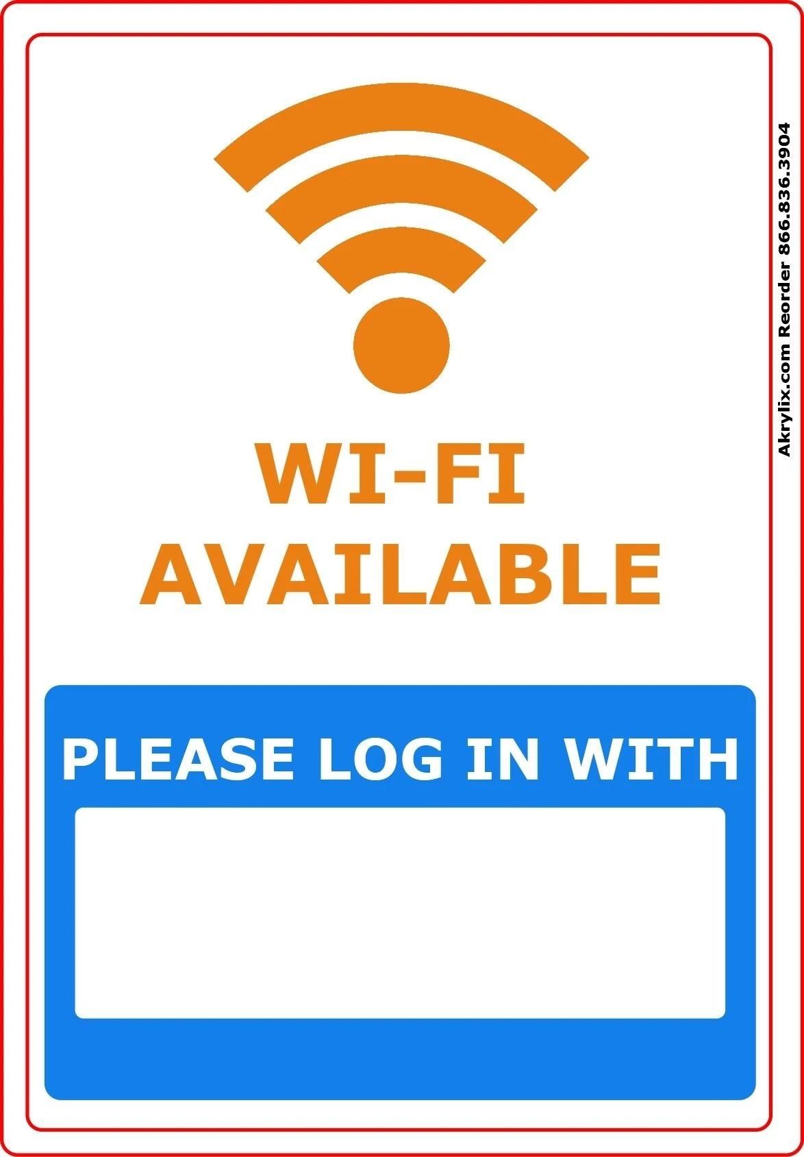 Vinyl PVC Sign - "Wi-Fi Available Please Log-In"