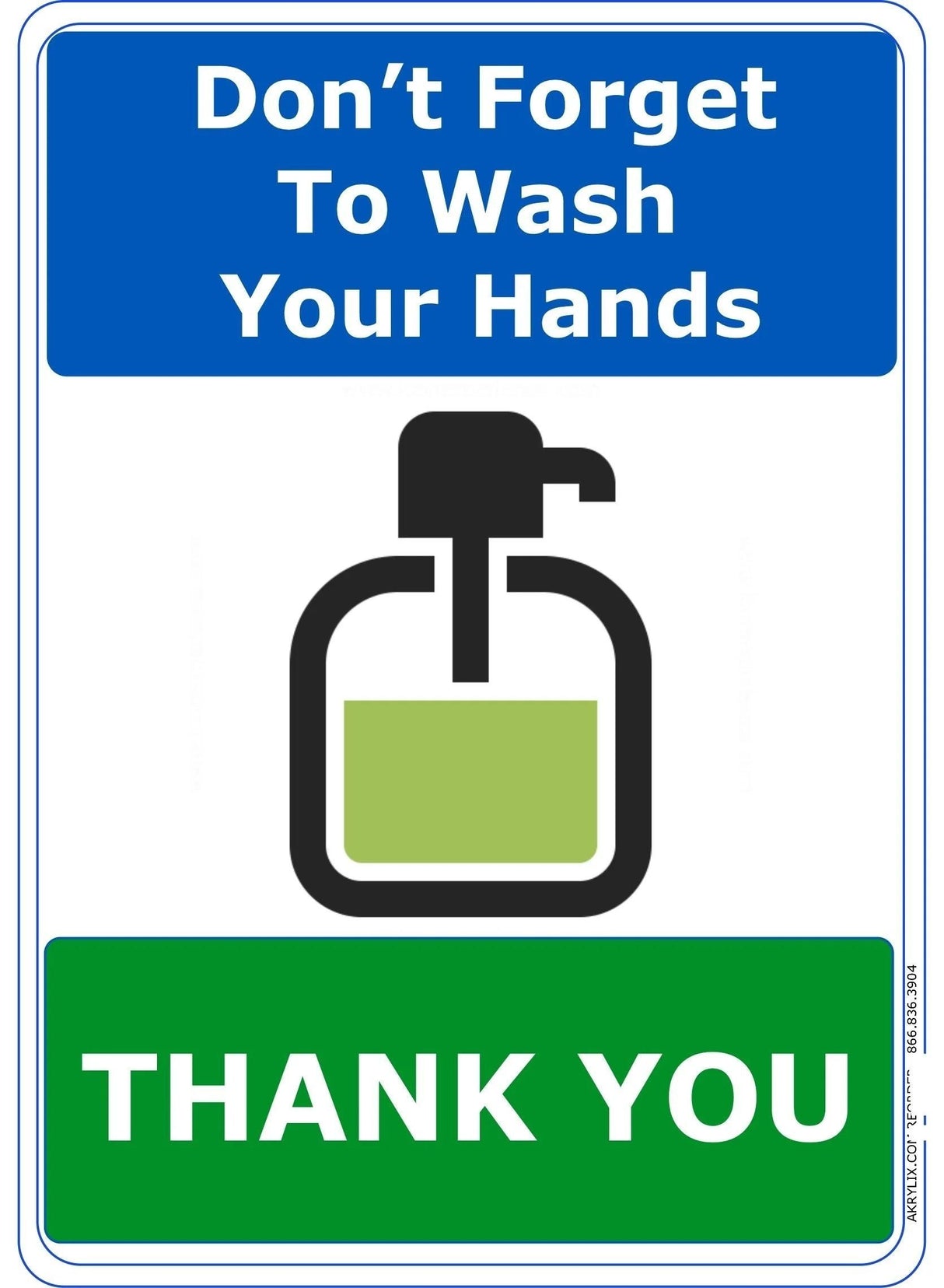 Vinyl PVC Sign - "Don't Forget to Wash Your Hands"